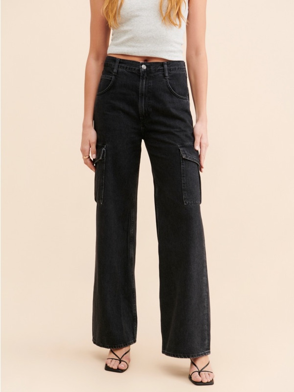 Agolde Minka Wide-Leg Cargo Jeans in Black